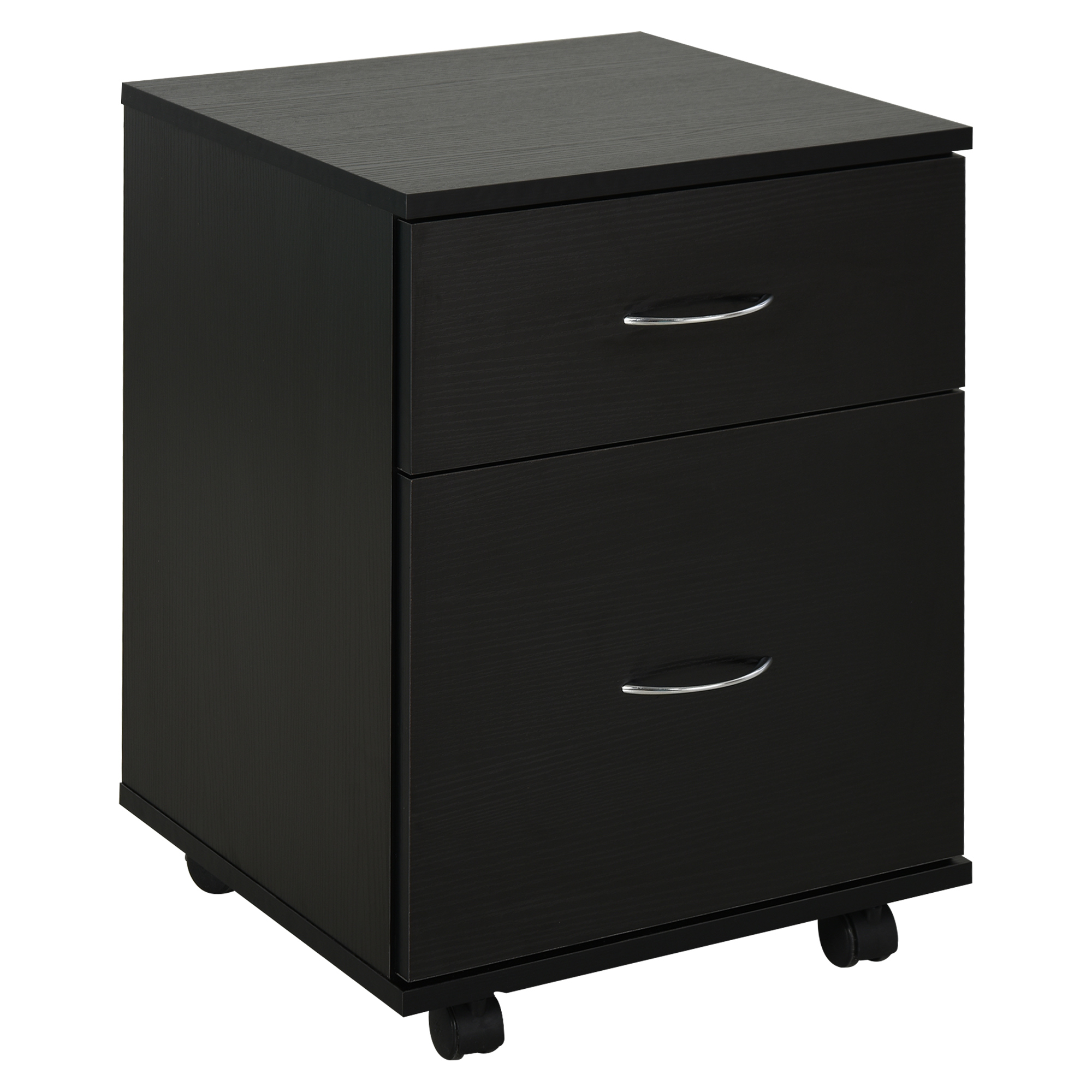 Homcom Büro und Zuhause Schublade Holz Akten schrank mobil mit Rädern und 2 Schubladen 41x39x58cm schwarz
