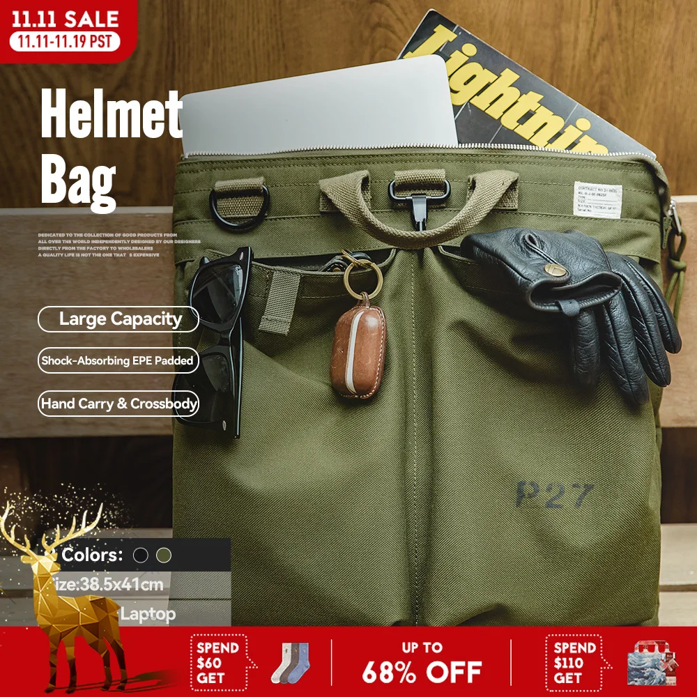 Maden Herren Taktische Ausrüstung Helm Tragetasche Multi-Pocket Flyer Reisetaschen Computer Laptop Handtasche Einzelne Schulter Reißverschlusstasche