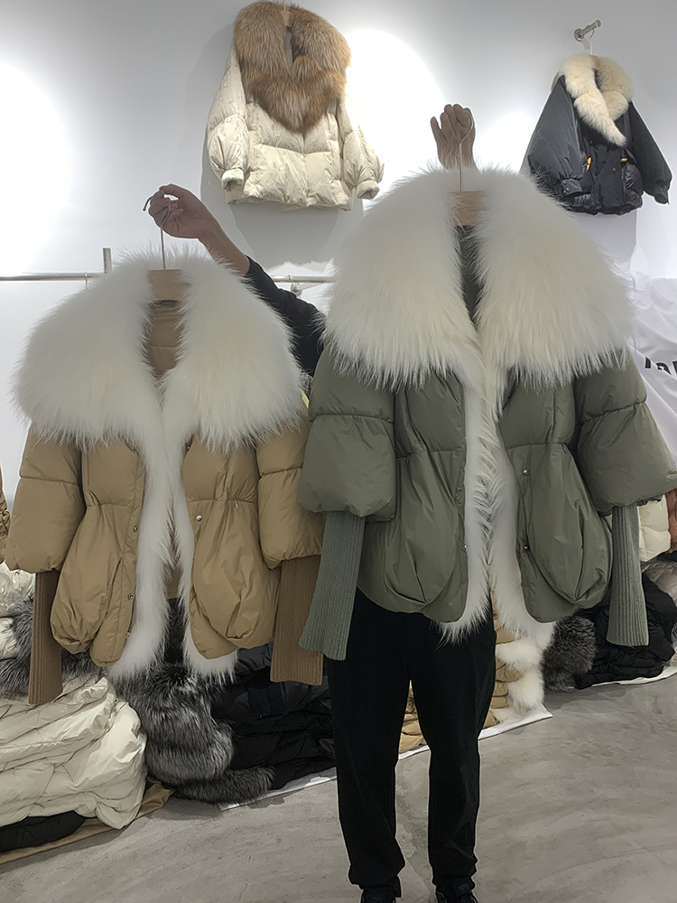 2023 Winter Vrouwen Puffer Jas Grote Echte Vos Bontkraag Dikke Luxe Parka Bovenkleding Vrouwelijke 90% Witte Eend Donsjack