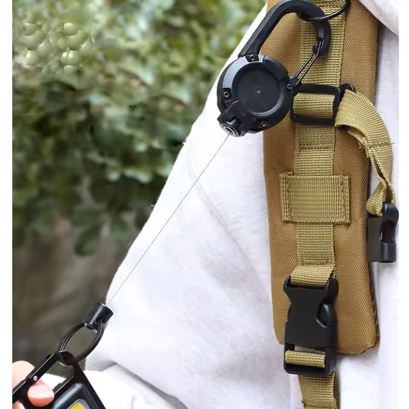 자동 개폐식 와이어 로프 Luya 도난 방지 전술 키 체인 텔레스코픽 벨트 열쇠 고리 야외 Carabiner 후크 배낭 버클