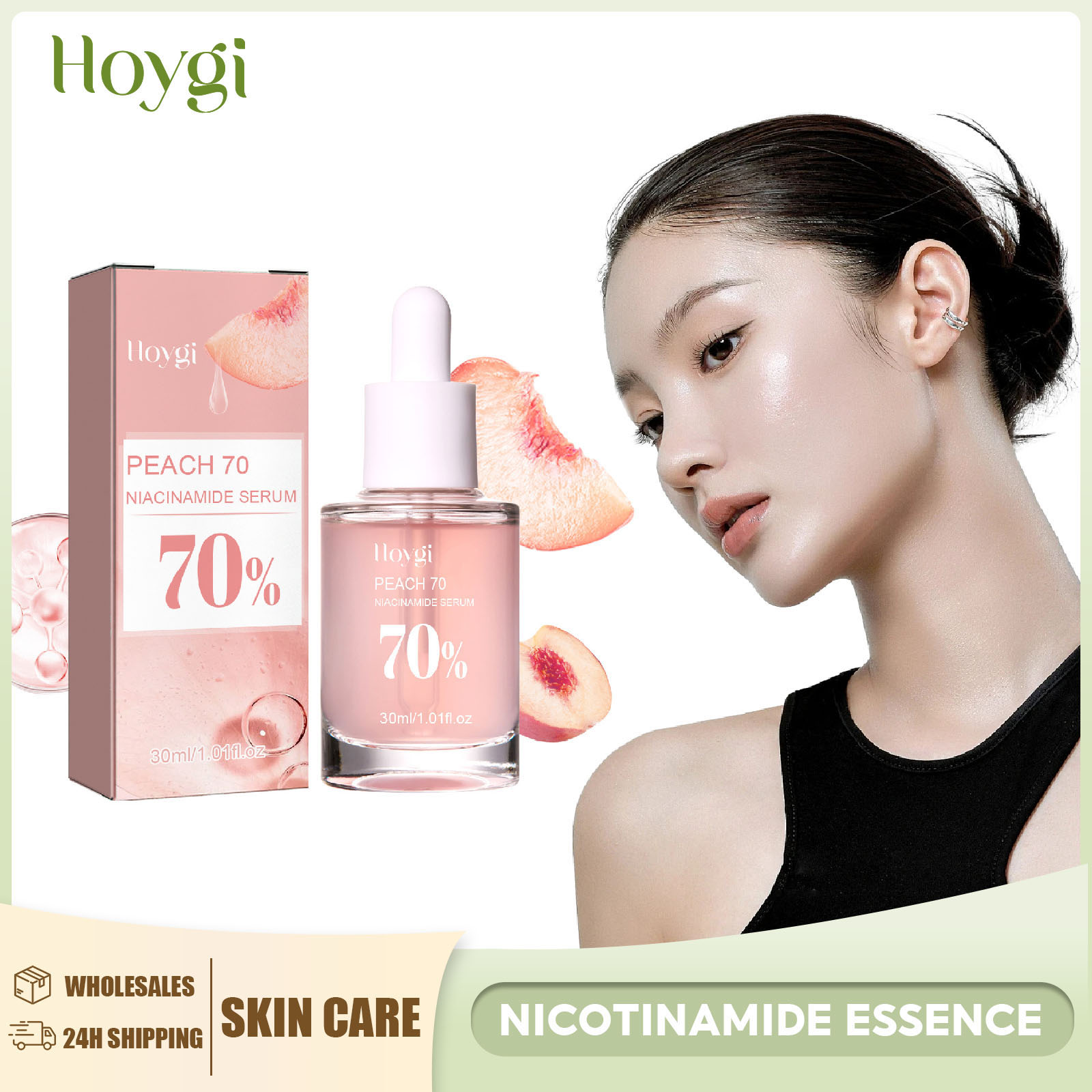 Niacinamid-Gesichtsserum, verblasst Melanin, feuchtigkeitsspendende Verjüngung, verkleinert die Poren, glatte, aufhellende Hautpflege, Serum zur Entfernung dunkler Flecken