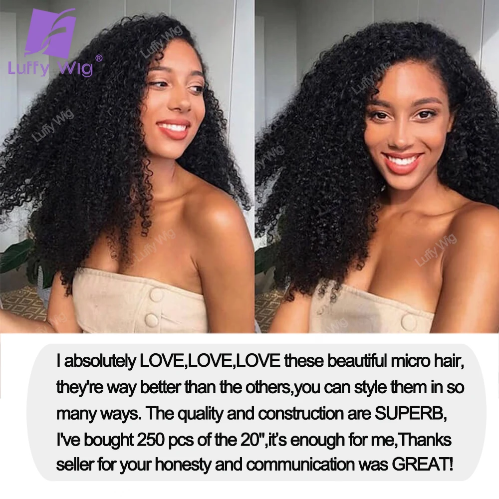 Micro Loop ต่อผมมนุษย์ 3c 4a Afro Kinky Curly จริงบราซิล Remy MicroLinks ผม Links สําหรับผู้หญิงสีดํา luffy