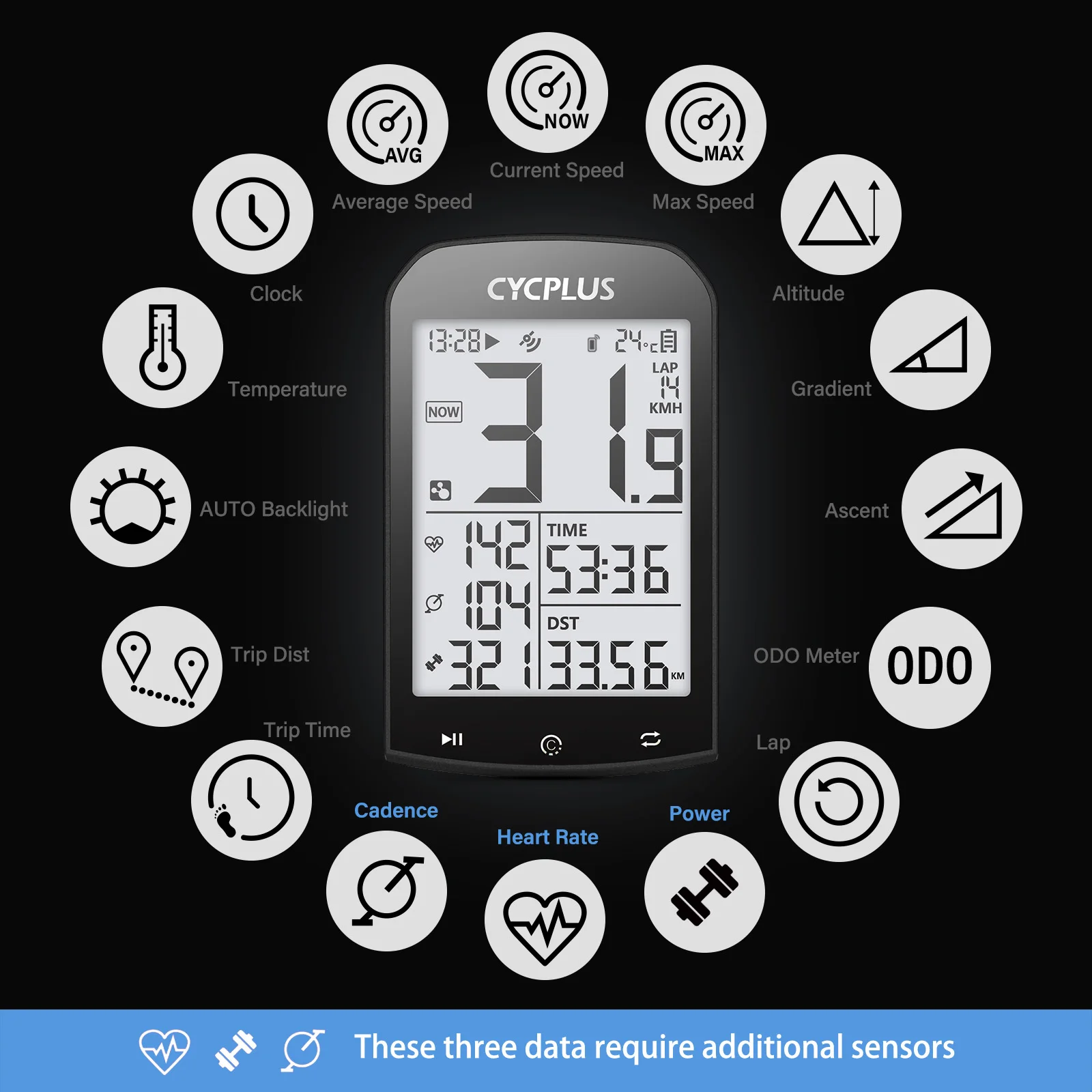 CYCPLUS M1 Xe Đạp Phụ Kiện GPS Xe Đạp Máy Tính Đi Xe Đạp Tốc Bluetooth 5.0 ANT + Ciclismo Đo Tốc Độ Dành Cho Garmin Zwift
