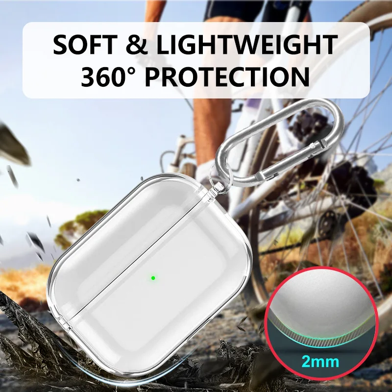 for Airpods Pro 3 Case Accessories Soft TPU Transparent Protective Shockproof Case with Cleaning Kit Keychain for Airpods Pro 3