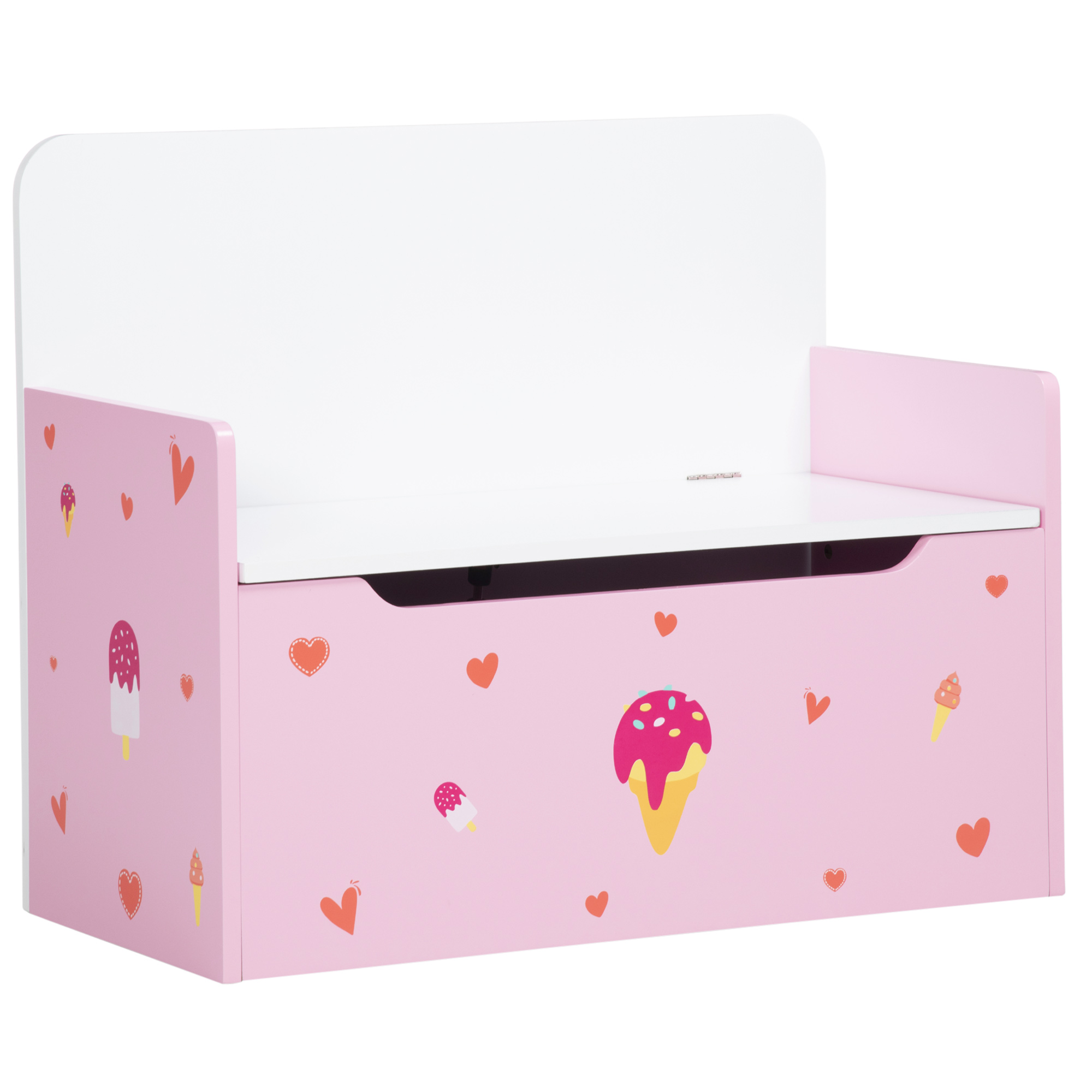 ZONEKIZ 2 en 1 Baúl de Juguetes para Niños de +18 Meses con Tapa 60x30x50 cm