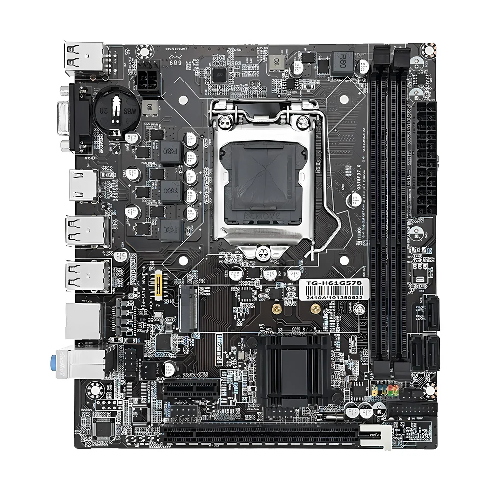 MOUGOL H61M Gaming Motherboard M.2 NVME PCIEx16 DVI Supports Dual-channel DDR3 RAM Intel Core 2/3 Gen CPU LGA1155 for Desktop PC