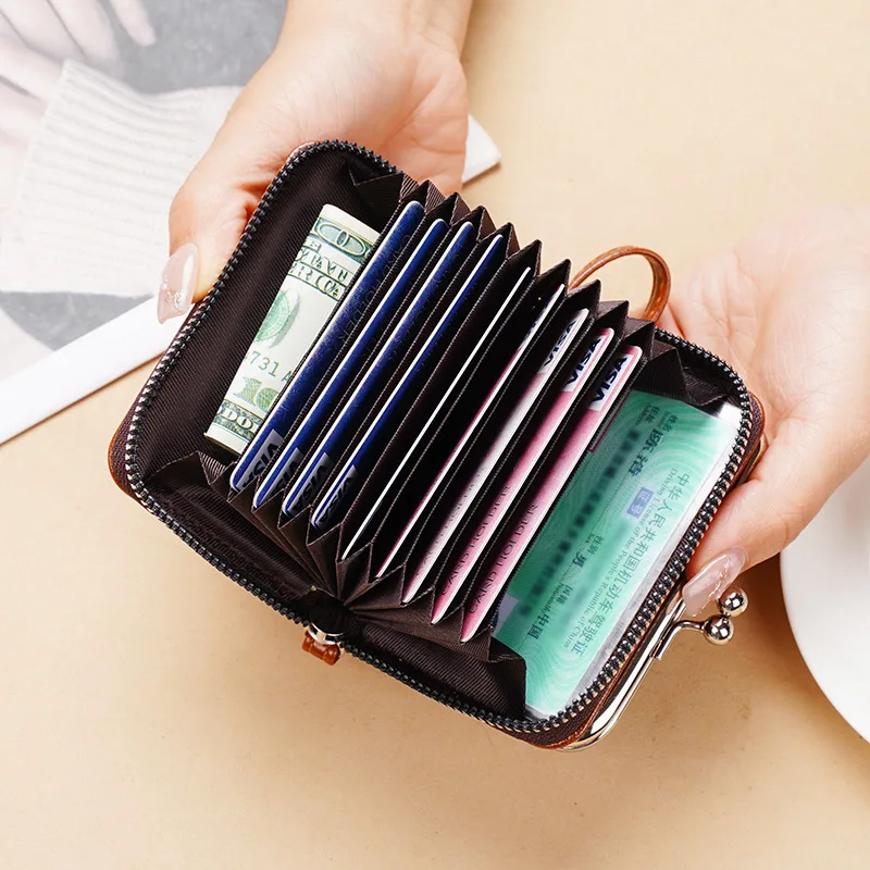 Nueva cartera para mujer con hebilla, monedero de PU, bolso con clip con cremallera a la moda, mini bolso de mano para mujer, cartera diaria con múltiples ranuras para tarjetas para ir de compras