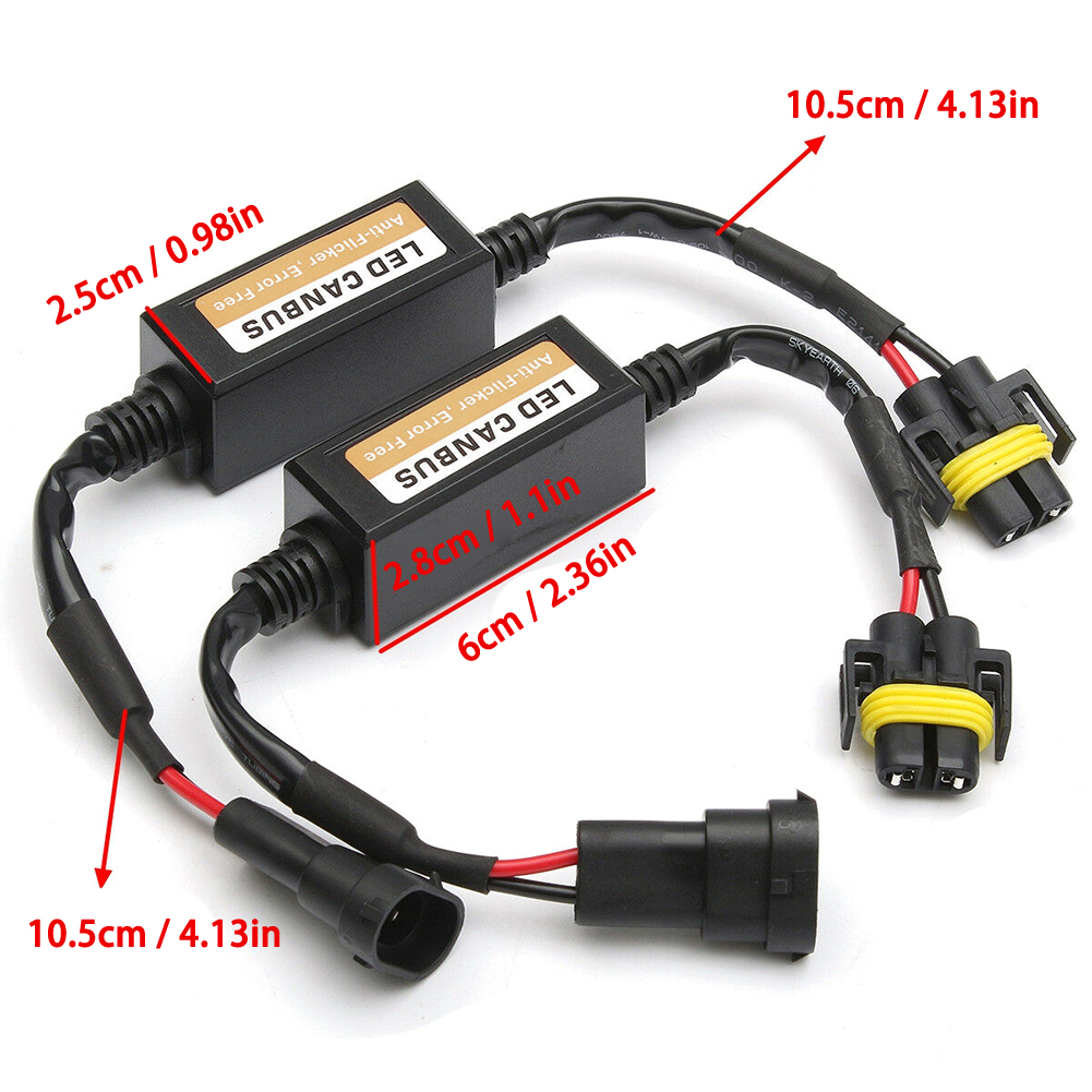 2X H8 H9 H11 LED Canbus Anti Flicker Bulb Error Decoder Resistor Canceller Adapter for Car Headlight Fog light