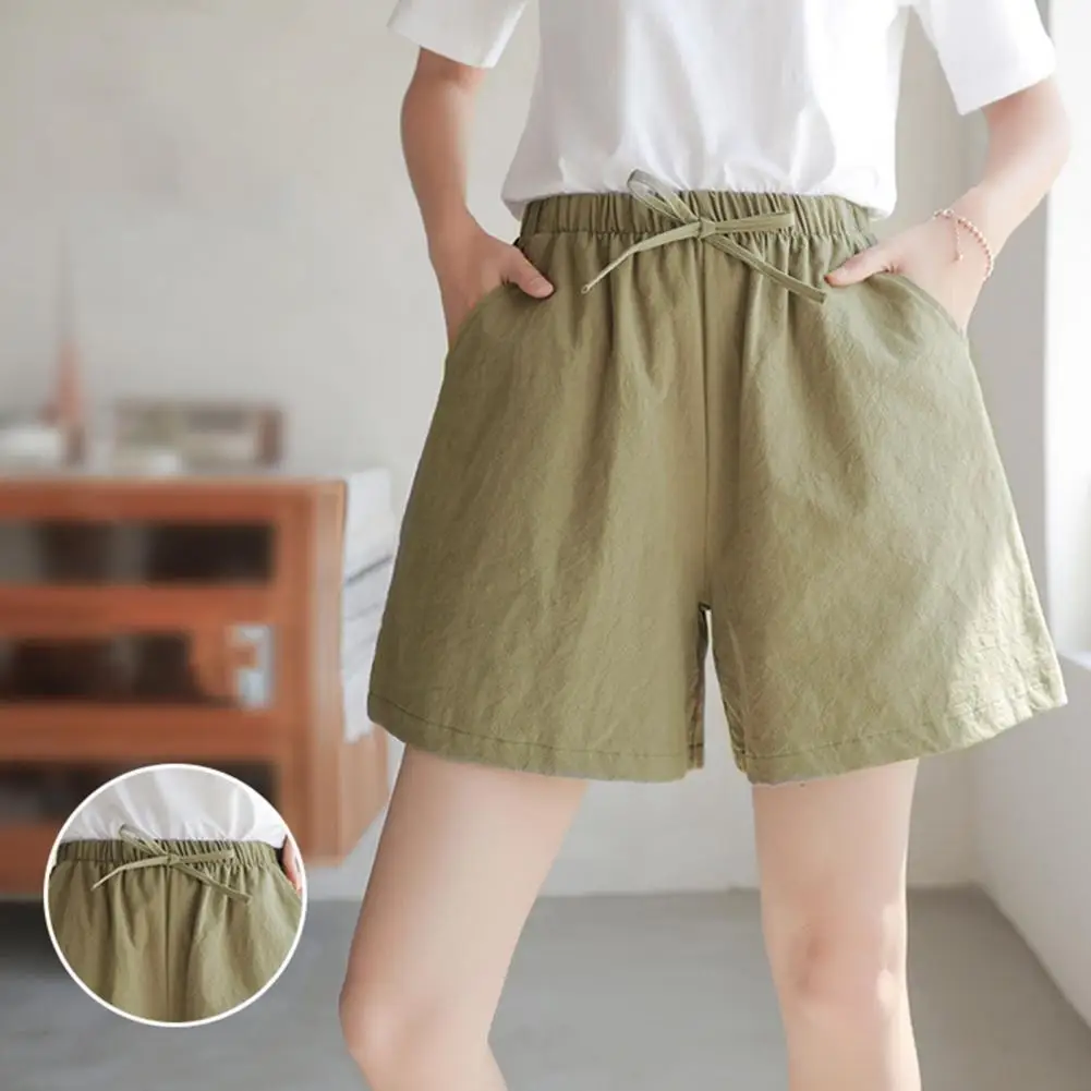 여름 여성 반바지 탄성 높은 허리 느슨한 Drawstring 스포츠 조깅 Homewear 짧은 바지 파자마 반바지