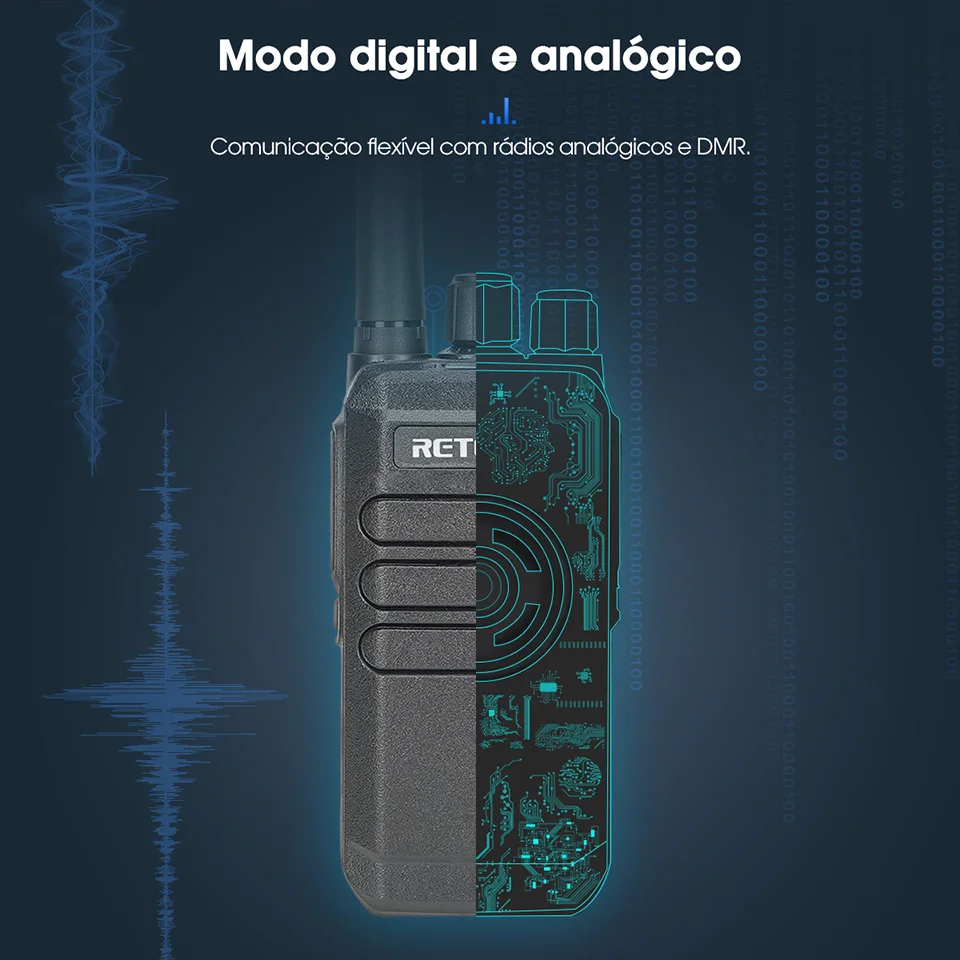 Retevis RT40 DMR Digital Licença-Free Walkie Talkie PMR446 Analógico Walkie-talkie 1 ou 2 Pcs Rádio bidirecional portátil para segurança