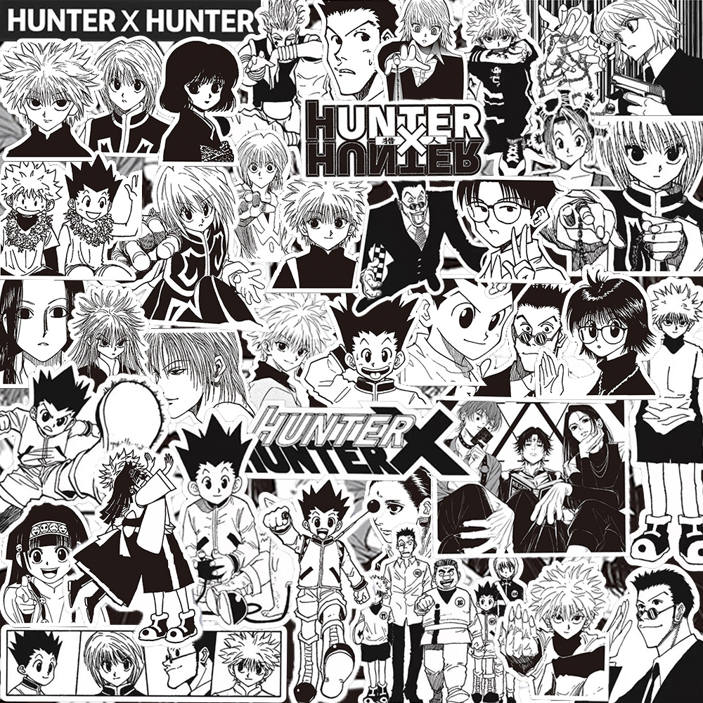 70 Uds. De pegatinas de Anime japonés HUNTER xHUNTER en blanco y negro, calcomanías de GON FREECSS, pegatina decorativa para monopatín, portátil y coche, juguetes para niños