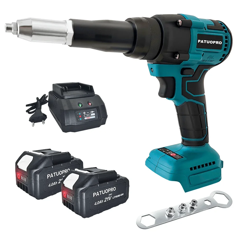 Cordless Brushless Electric Rivet Gun 2.4-5.0MM Rivet Nut Gun Drill Insert Automatic Riveting Power Tools For Makita 18V Battery