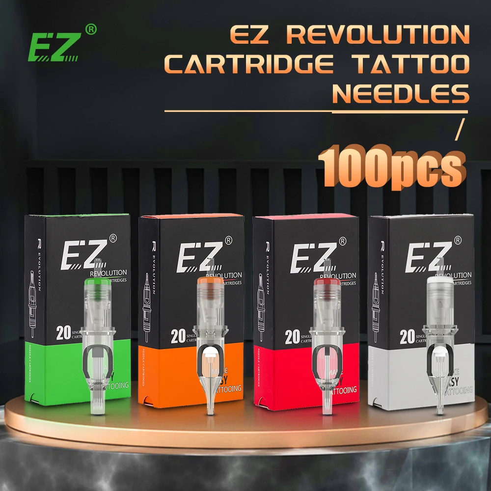 100 Uds. Kits de agujas de tatuaje de cartucho EZ Revolution maquillaje permanente 0,30/0,35mm RL RS M1 RM para máquina de tatuaje de cartucho rotativo