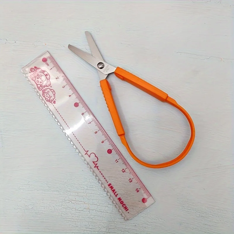 3pcs Mini Loop Scissors, 5.3 Inches Colorful Looped Scissor, Adaptive Design, Right and Lefty Support, Easy-Open Squeeze Handles