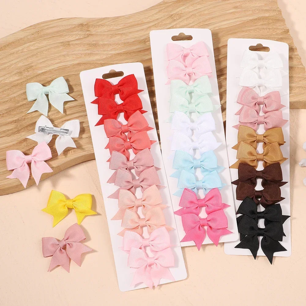 10 unids/set 1,9 ''cinta de Color sólido niños pinzas para el cabello con lazo para niñas pequeñas horquilla con lazo hecha a mano MiNi pasadores accesorios para el cabello