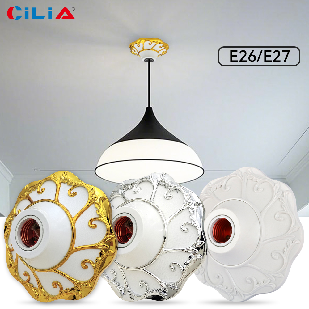 1/2 Stück E26/E27 farbige Pendelleuchtenhalter – runde Fassung mit festem Sockel