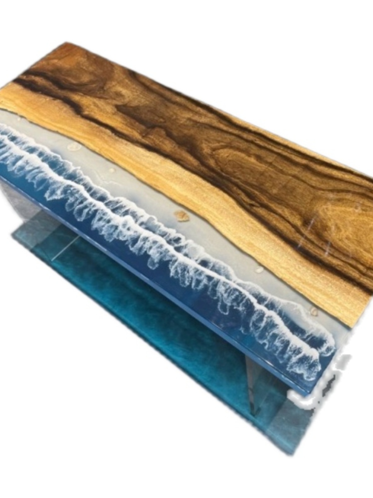Epoxy resin river table tea large board table wave coffee solid wood dining log ocean panel
