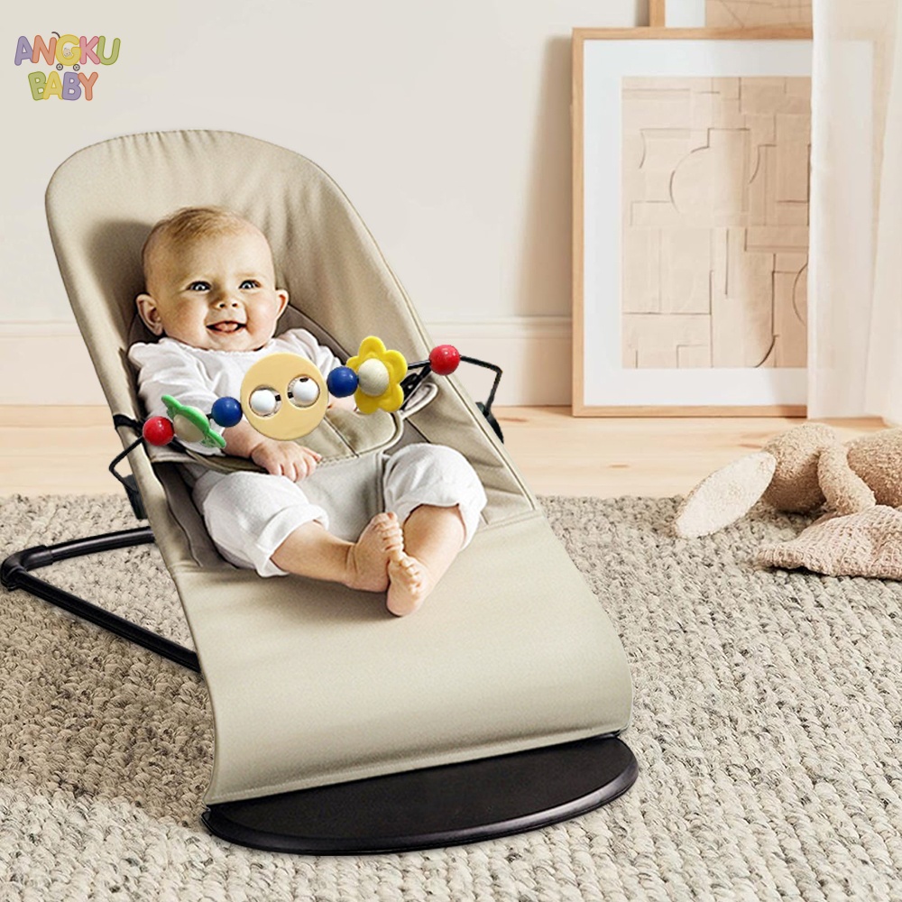 3-height Adjust Baby Rocking Chair Foldable Swing Chair for Newborn 0-12 Months Adjustable Baby Bouncer Rocking Chair with Toys