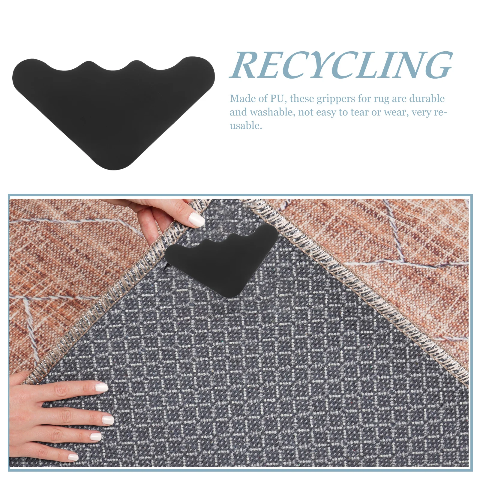 10Pcs Never Curl Rug Corner Grippers PU Washable Rug Pad Grippers for Hardwood Floors Tiles Carpet Corner Grips