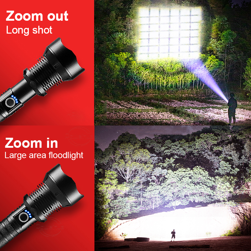 Most Powerful Flashlights XHP360 LED Lamp 15000000LM Super Bright Flashlight USB Rechargeable Lamp Tactical Lantern Waterproof