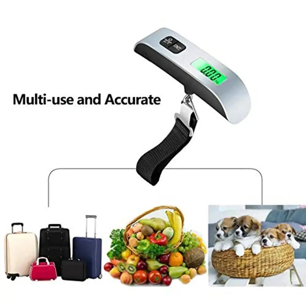 Balança eletrônica portátil com display LCD digital, bagagem pendurada mala, viagem pesa, bagagem saco peso equilíbrio, 110lb, 50kg, 1pc