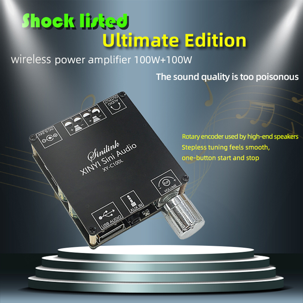 Xinyi mini áudio c50l/c100l estéreo bluetooth placa amplificador de potência digital 50w canal duplo 360 graus ajuste stepless ampmodule