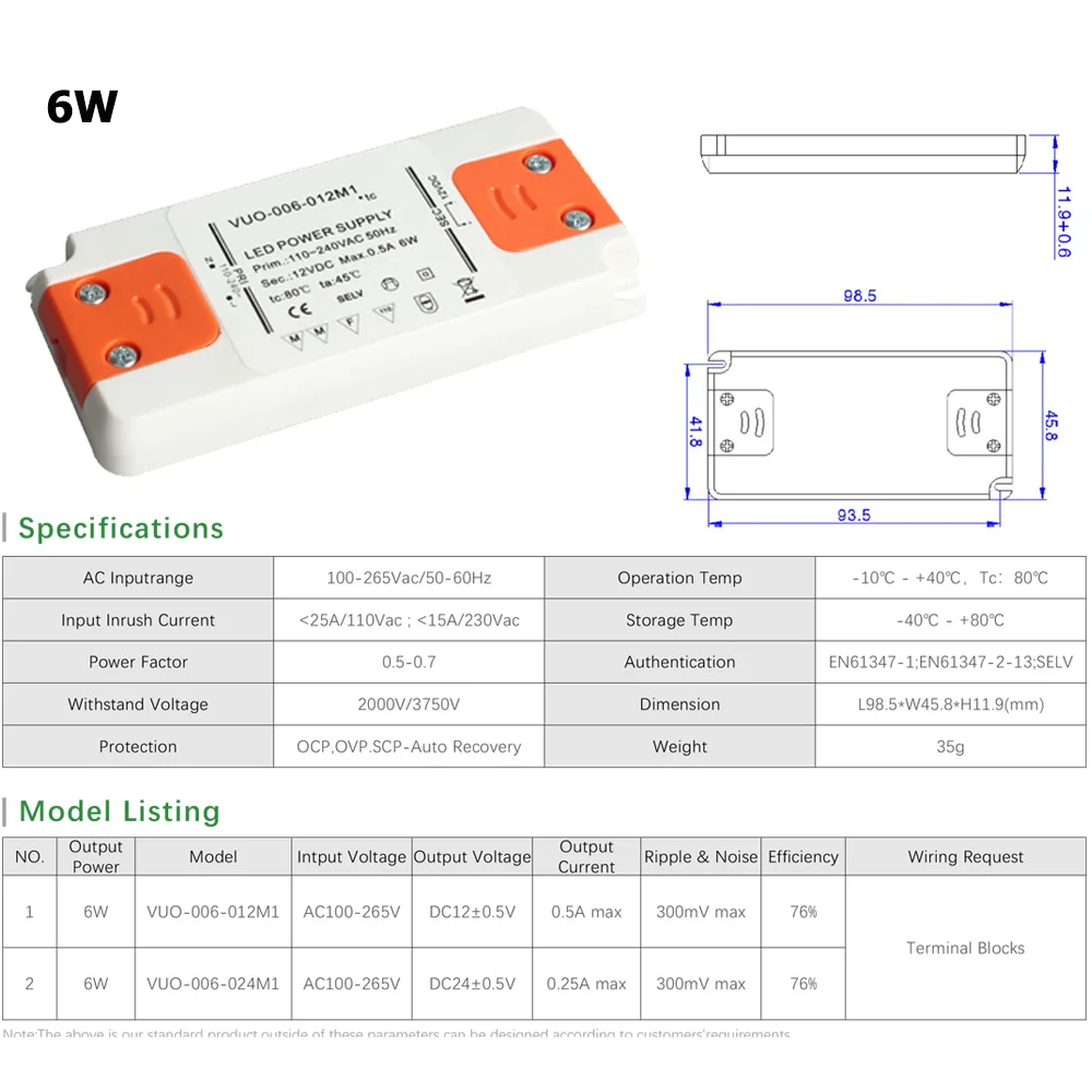 6W 12W 15W 20W 30W 50W 60W Ultra Thin LED Driver 110V 220V to DC12V 24V Power Supply LED Transformer Adapter for LED Strip Lamp