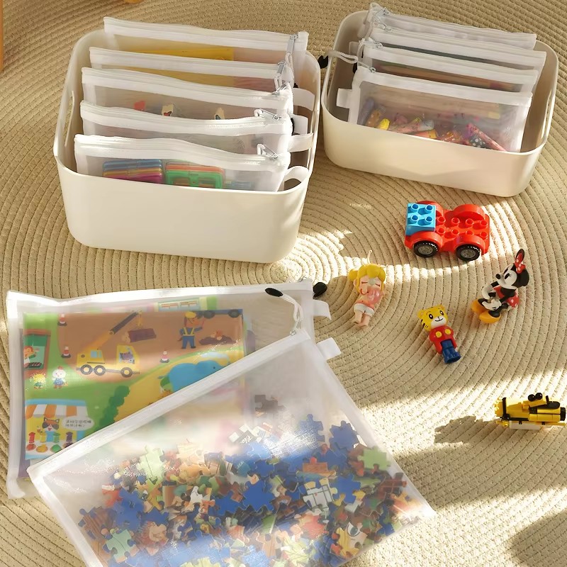 Kinder Puzzle Baustein Spielzeug Aufbewahrung Klassifizierungstasche transparenter Reißverschluss Netzbeutel Aufbewahrungswerkzeuge Kosmetik Organisation