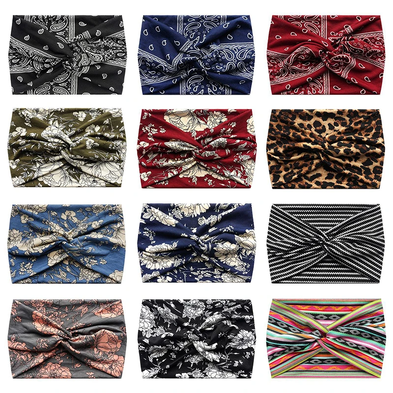 Diademas anchas retorcidas para mujer, turbante Extra grande, diadema de entrenamiento, bandas para el cabello de Yoga a la moda, accesorios para el cabello gruesos trenzados bohemios