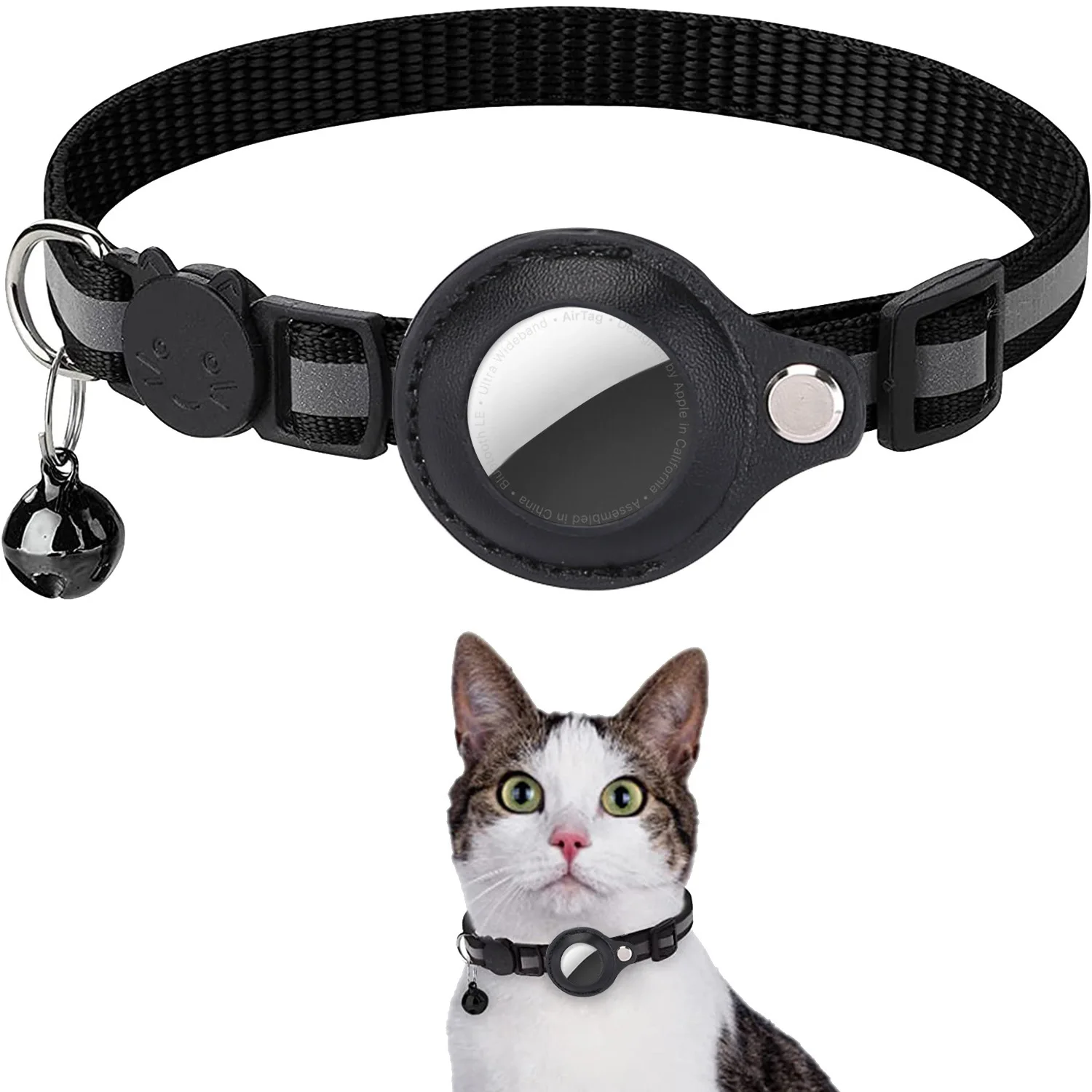 Katze AirTag Halter Kragen Abtrünnige Reflektierende Streifen Einstellbare Kätzchen Kragen Wasserdichte Katze Glocke Kragen Haustier Air Tag Fall kragen