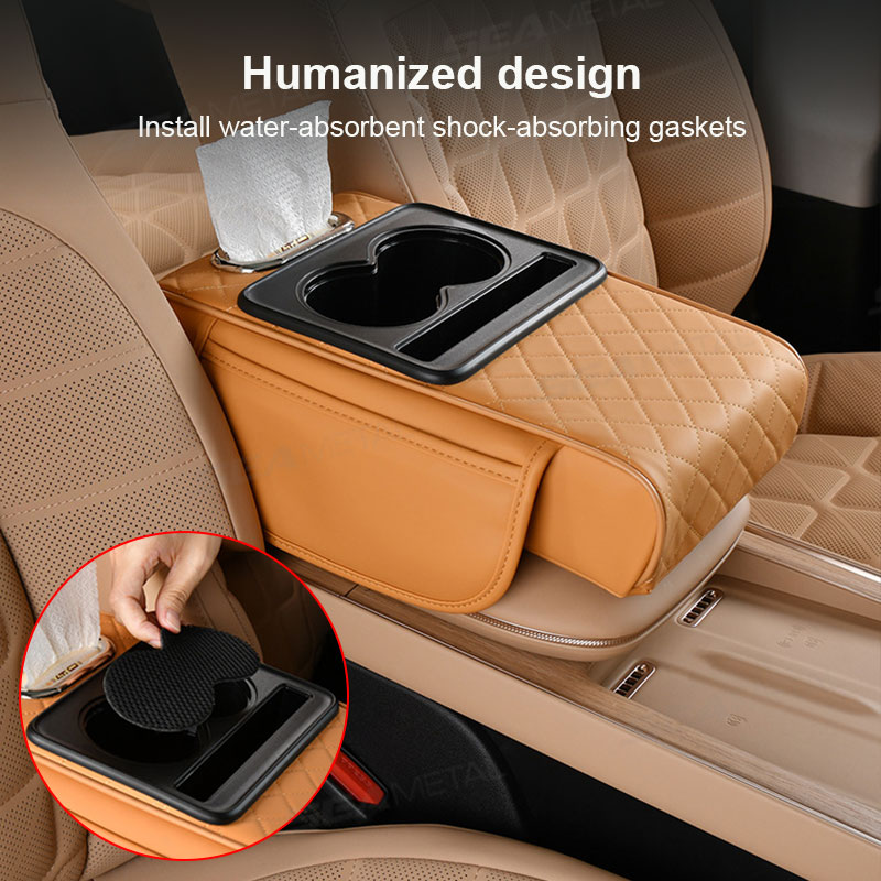 SEAMETAL Auto Armlehne Verlängerung Kissen Multifunktionale 7,5 CM Verdicken Mittelkonsole Box Kissen Ellenbogen Unterstützung Pad Auto Organizer