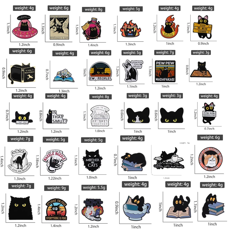 31 ประเภทการ์ตูน Punk สีดํา Peeping Cat เข็มกลัดเคลือบ Pins แมวน่ารักอ่านหนังสือเข็มกลัดกระเป๋า Lapel Badge เครื่องประดับของขวัญเพื่อน
