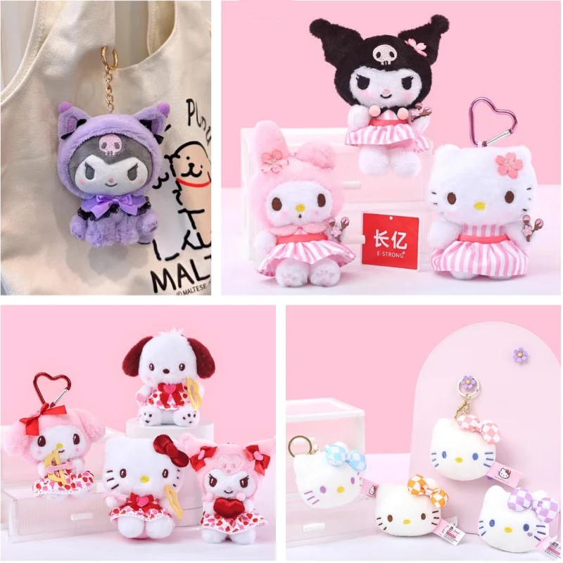 Sanrioed Kawaii Hello Kitty Kuromi Sang Trọng Đồ Chơi Búp Bê Mặt Dây Chuyền Dễ Thương Sang Trọng Móc Khóa Túi Mặt Dây Chuyền Giáng Sinh Gifts12CM