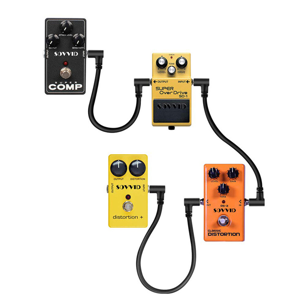 Miwayer pedal de efeito de guitarra cabos de remendo planos comprimento de 5 polegadas com conectores de ângulo reto de 1/4 kit de cabo de remendo 1 pacote