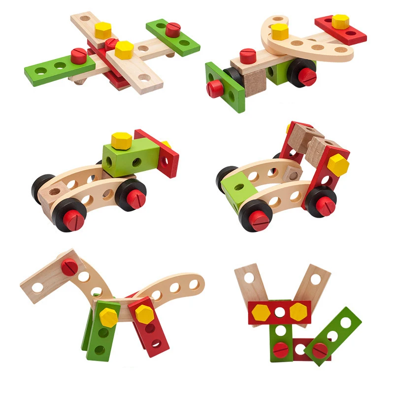 Wooden Nut Screw Disassembly Assembly Toolbox Toys Simulation Repair Carpenter Tool Creative DIY Pretend Play Set For Children