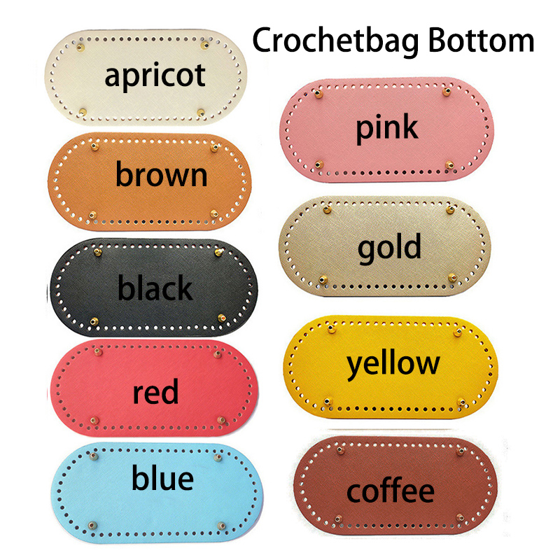 30*10cm Handmade Oval Bottom for Knitted Bag PU Leather Wear-Resistant Accessories Bottom with Holes Diy Crochet Bag Bottom