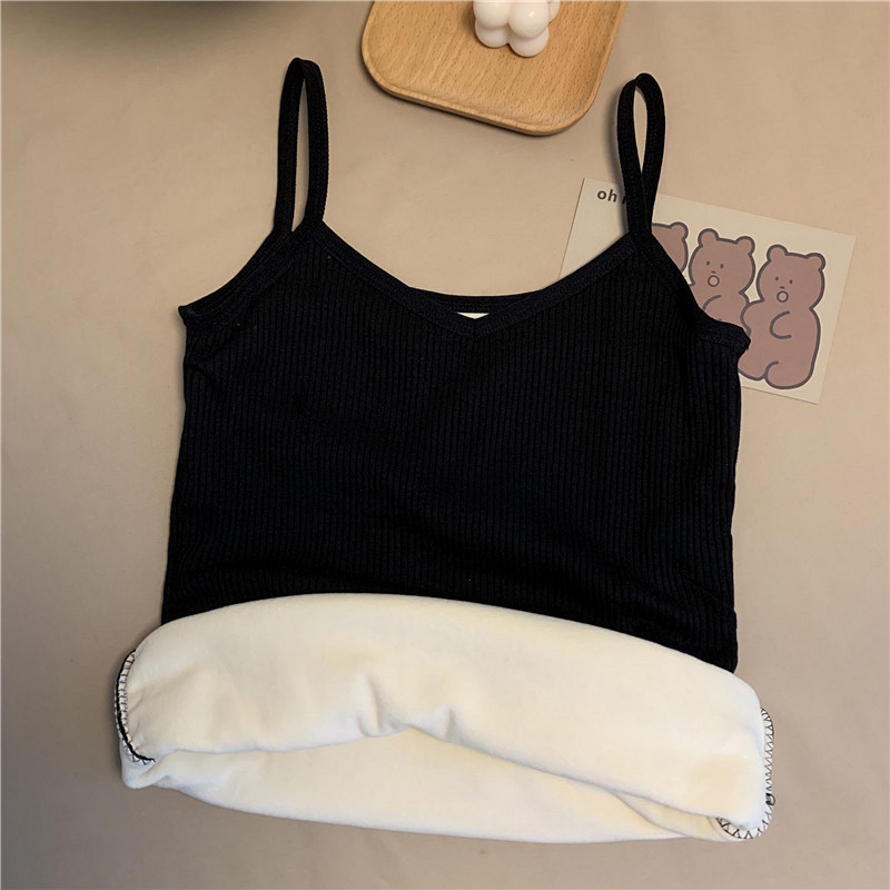 Vrouwen Winter Warm Ondergoed Effen Kleur Thermische Casual Nachtkleding Sexy Elasticiteit Vrouwelijke Dunne Fluwelen T-shirt Mouwloze Tops