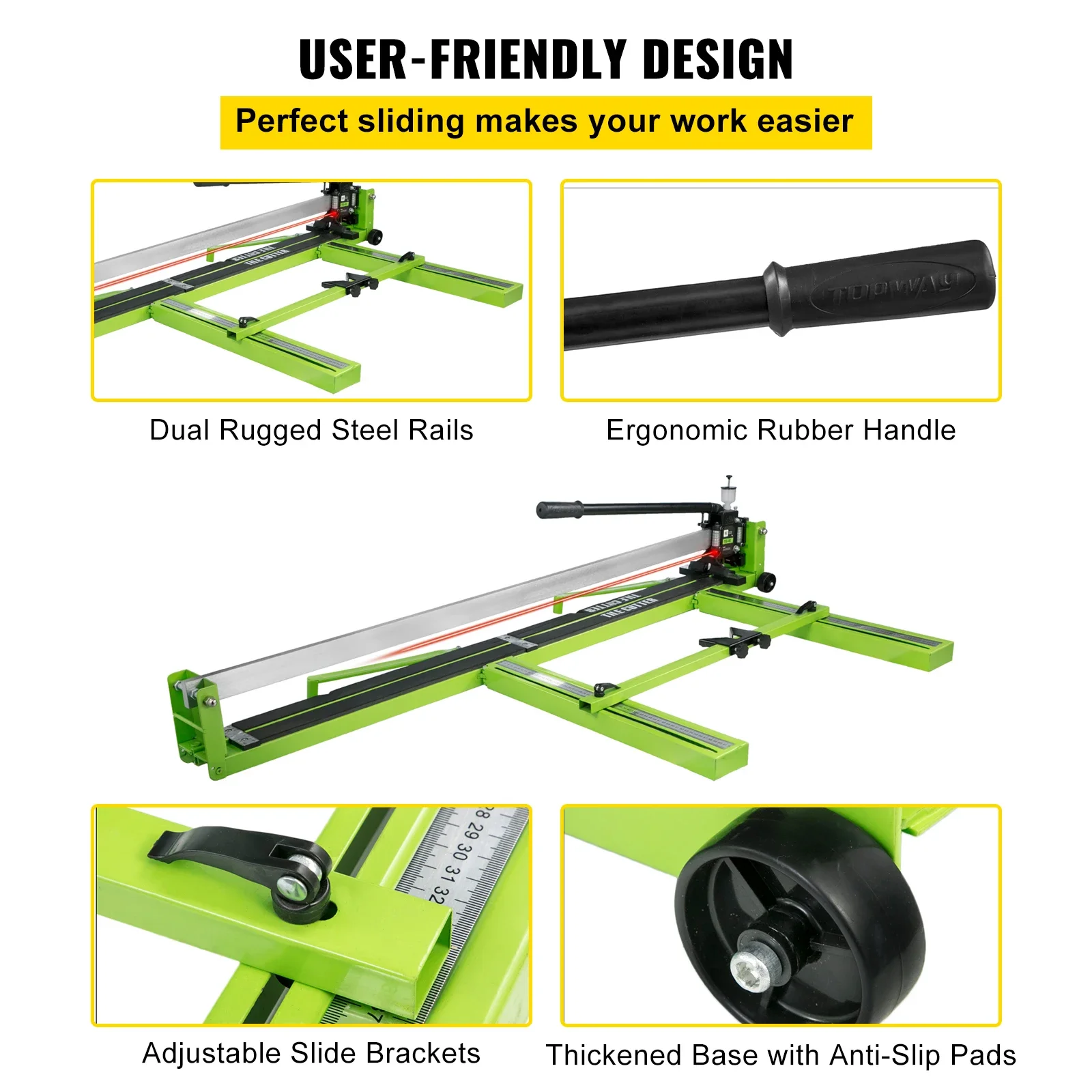 VEVOR Tagliapiastrelle manuale Posizionamento laser a infrarossi Taglierina da pavimento Coltello a spinta Utensile manuale professionale per il taglio di ceramica porcellanata