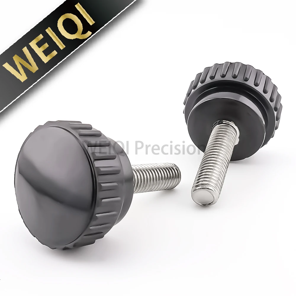 M4 M5 M6 M8 M10 M12 mango de agarre cabeza redonda moleteada mango recto VCN915 tornillo de pulgar mango de baquelita negro