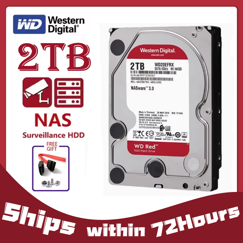 Western Digital WD Red 2 TB NAS Interne Festplatte Klasse SATA 6 GB/S 64 MB Cache für Desktop WD20EFRX 5400 U/min