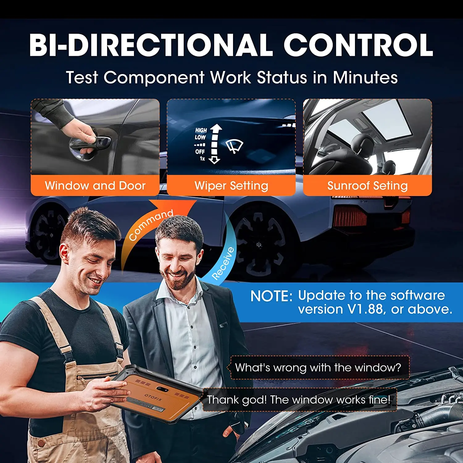 OTOFIX D1 Lite Kfz-OBD2-Scanner, 2-Jahres-Update, bidirektionale Steuerung, alle Systemdiagnose-Scan-Tools FCA SGW CAN FD & DoIP