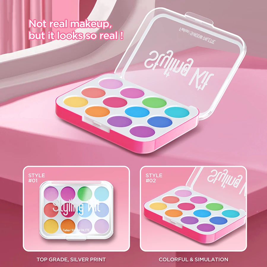 10 Pcs/set Simulation Pretend Makeup Play House Toys Game Cosmetics Set Eyeshadow Palette Lipstick Applicators (Not Real Makeup)