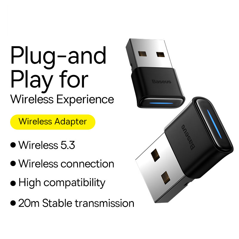 Baseus USB Bluetooth Adapter Bluetooth 5,3 Musik Audio Receiver Sender Für PC Lautsprecher Laptop Drahtlose Maus USB Sender