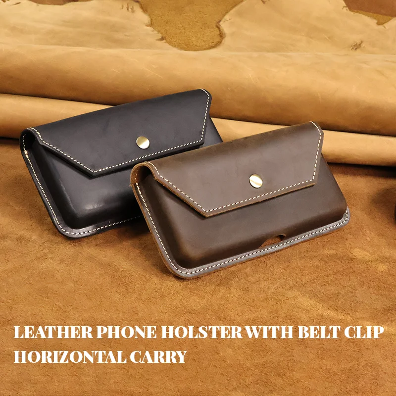 1pcmen's Top Layer Rindsleder Handy Hüft tasche, Echt leder Freizeit Brieftasche, multifunktion ale Herren Hänge tasche