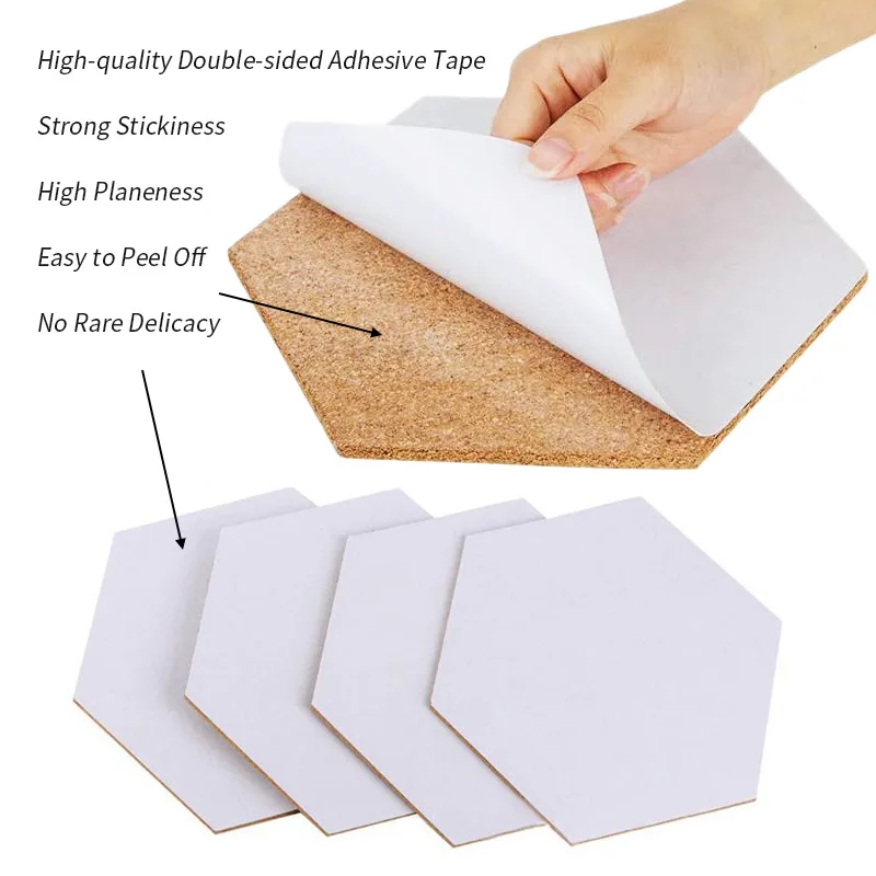 1/2/4/6PCS Removable Cork Board for Walls Small Cork Board Wall Cork Table Message Board RMB01