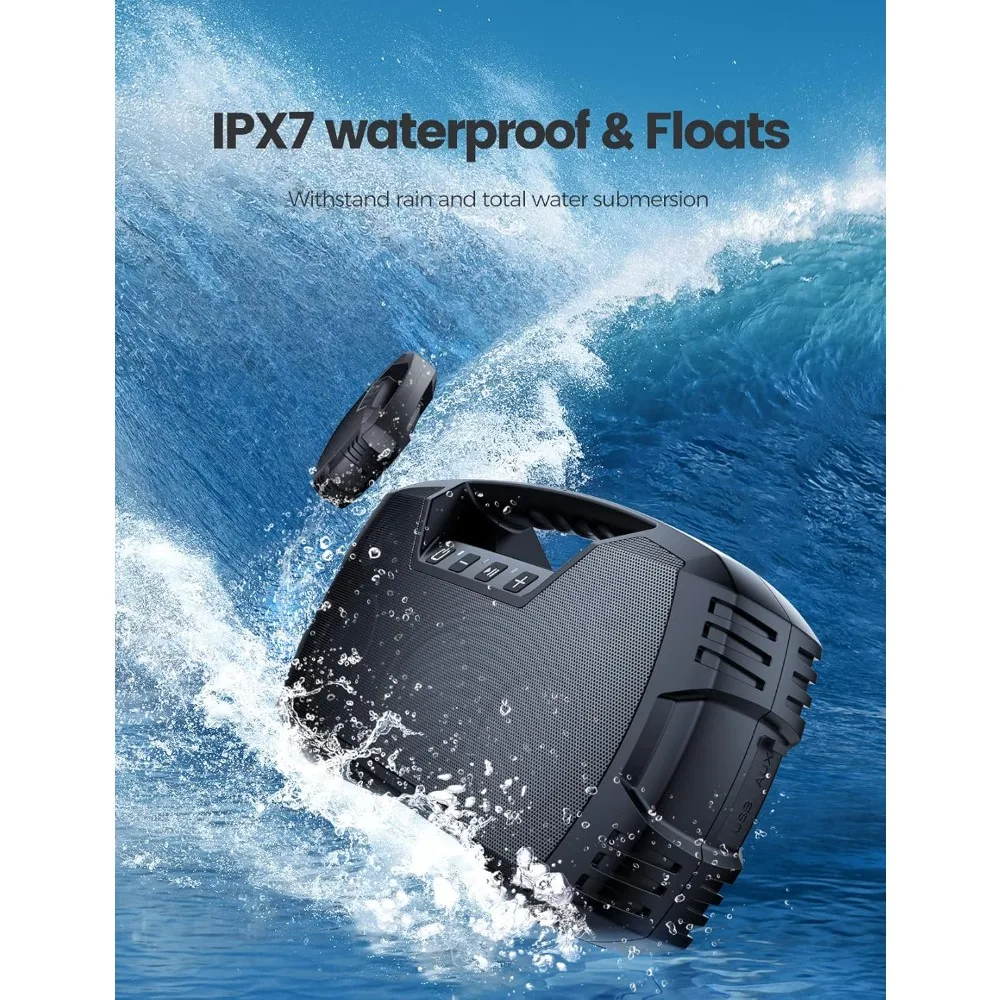 IPX7 Waterproof Bluetooth Speaker, 40W(60 Peak) Portable Wireless Speakers with Subwoofer, 32H Playtime, Stereo Loud Sound, Deep
