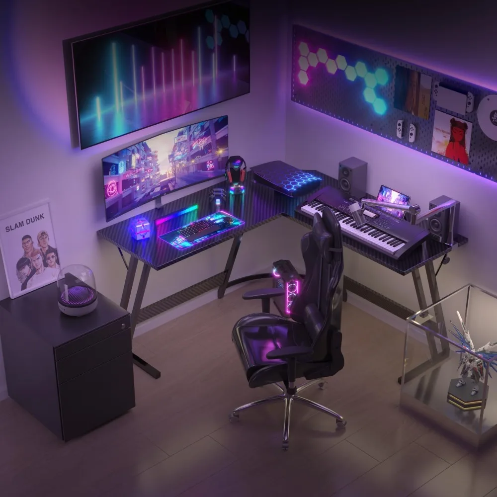 Moderner Computertisch, L-förmiger Gaming-Schreibtisch, großer PC-Eckschreibtisch (120 x 120 cm)
