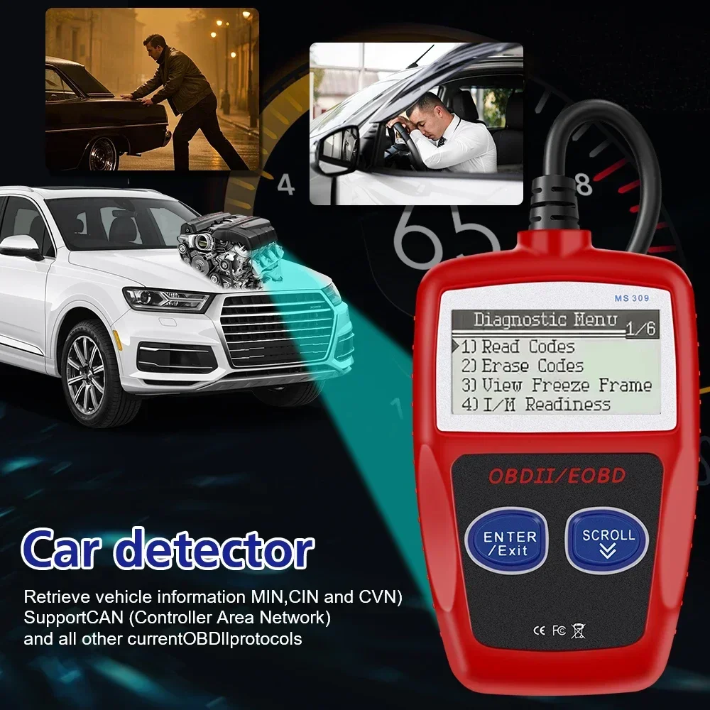 Autodiagnostische hulpmiddelen OBD2-codelezer Digitaal display OBD 2-scanner Multifunctionele foutcode Duidelijke 16-pins universele versie