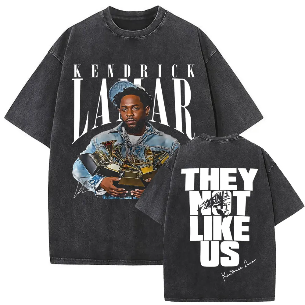 Limited Rapper Kendrick Lamar They Not Like Us Washed Vintage T-shirt Summer Men Women Hip Hop Oversized Street Crewneck T Shirt