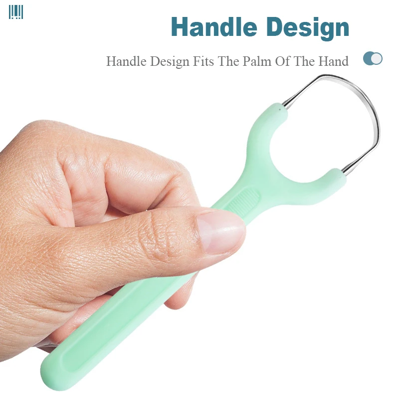 Set di raschietti per lingua in acciaio inossidabile per detergente ergonomico per lingua in metallo per adulti Spazzola orale a forma di U Facile da pulire Ridurre l'alitosi